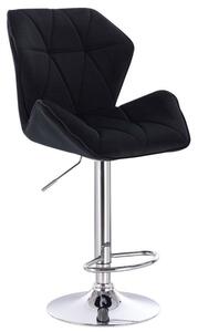 LuxuryForm Barová stolička MILANO MAX VELUR na striebornom tanieri - čierna
