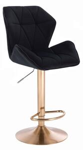 LuxuryForm Barová stolička MILANO MAX VELUR na zlatom tanieri - čierna