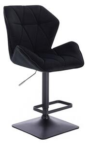 LuxuryForm Barová stolička MILANO MAX VELUR na čiernej hranatej podstave - čierna