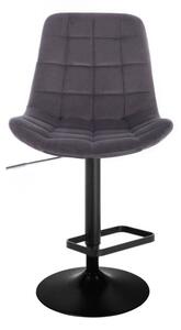 LuxuryForm Barová stolička PARIS VELUR na čiernom tanieri - šedá