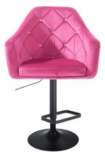 LuxuryForm Barová stolička ROMA VELUR na čiernom tanieri - ružová