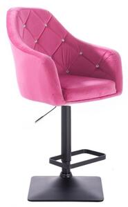 LuxuryForm Barová stolička ROMA VELUR na čierne podstave - ružová