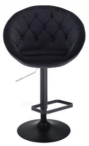 LuxuryForm Barová stolička VERA VELUR na čiernom tanieri - čierna