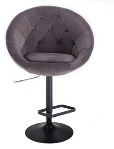 LuxuryForm Barová stolička VERA VELUR na čiernom tanieri - šedá