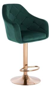 LuxuryForm Barová stolička ANDORA VELUR na zlatom tanieri - zelená