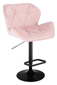 LuxuryForm Barová stolička MILANO VELUR na čiernom tanieri - svetlo ružová