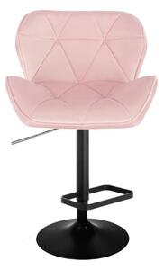 LuxuryForm Barová stolička MILANO VELUR na čiernom tanieri - svetlo ružová