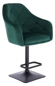 LuxuryForm Barová stolička ANDORA VELUR na čierne podstave - zelená