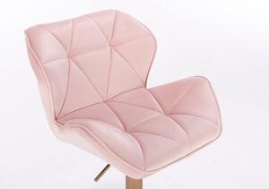 LuxuryForm Barová stolička MILANO VELUR na striebornom tanieri - svetlo ružová