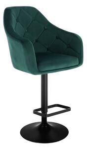 LuxuryForm Barová stolička ANDORA VELUR na čiernom tanieri - zelená
