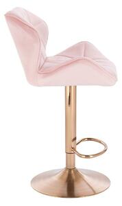 LuxuryForm Barová stolička MILANO VELUR na zlatom tanieri - svetlo ružová