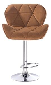 LuxuryForm Barová stolička MILANO VELUR na striebornom tanieri - hnedá