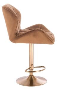 LuxuryForm Barová stolička MILANO VELUR na zlatom tanieri - hnedá