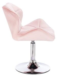 LuxuryForm Stolička MILANO VELUR na striebornom tanierii - svetlo ružová