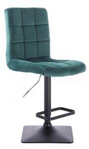 LuxuryForm Barová stolička TOLEDO VELUR na čierne podstave - zelená