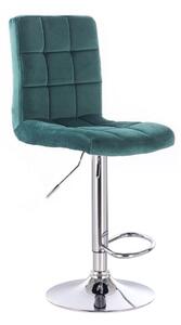 LuxuryForm Barová stolička TOLEDO VELUR na striebornom tanieri - zelená