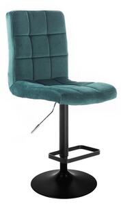 LuxuryForm Barová stolička TOLEDO VELUR na čiernom tanieri - zelená