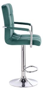 LuxuryForm Barová stolička VERONA VELUR na striebornom tanieri - zelená