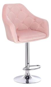 LuxuryForm Barová stolička ANDORA VELUR na striebornom tanieri - svetlo ružová