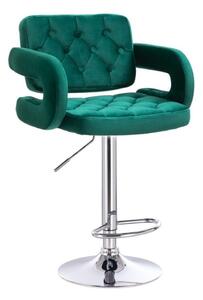 LuxuryForm Barová stolička ADRIA VELUR na striebornom tanieri - zelená