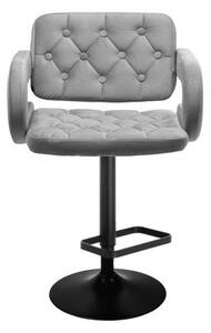LuxuryForm Barová stolička ADRIA VELUR na čiernom tanieri - šedá