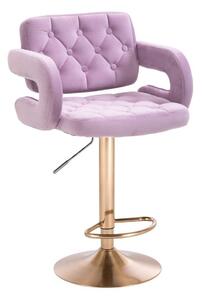 LuxuryForm Barová stolička ADRIA VELUR na zlatom tanieri - levanduľa