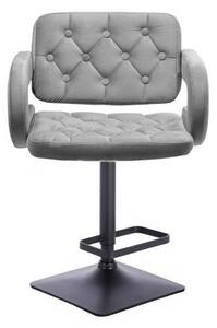 LuxuryForm Barová stolička ADRIA VELUR na čiernej podstave - šedá