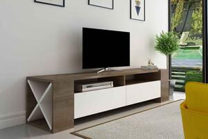 Dizajnový TV stolík Gedali 155 cm orech biely