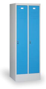 Kovová šatňová skrinka EKONOMIK, demontovaná, modré dvere, cylindrický zámok