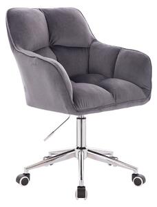 LuxuryForm DESIGN Kreslo AMALFI VELUR na striebornej podstave s kolieskami - tmavo šedé