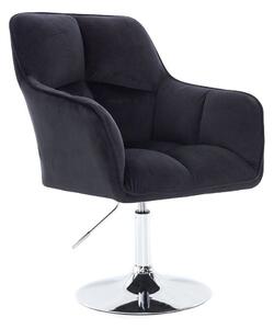 LuxuryForm DESIGN Kreslo AMALFI VELUR na striebornom tanieri - čierne