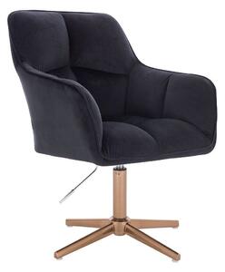 LuxuryForm DESIGN Kreslo AMALFI VELUR na zlatom kríži - čierne