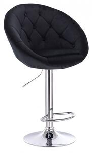 LuxuryForm Barová stolička VERA VELUR na striebornom tanieri - čierna