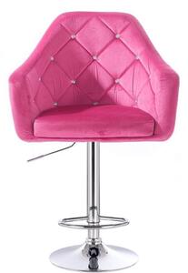 LuxuryForm Barová stolička ROMA VELUR na striebornom tanieri - ružová