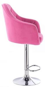 LuxuryForm Barová stolička ROMA VELUR na striebornom tanieri - ružová