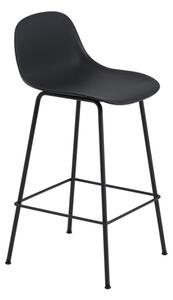 Muuto Barová stolička Fiber Stool 65cm s opierkou, tube base, black