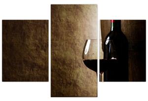 Fľaša vína - moderný obraz (Obraz 90x60cm)