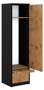 Skriňa Modern Loft S ku vertikálnej sklápacej posteli BOGART. - Čierna/Dub Lancelot