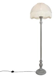 Stojacia lampa sivá s béžovým tienidlom a bielym interiérom 45cm - Classico