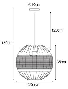 Orientálna závesná lampa čierna s ratanom 38 cm - Emir