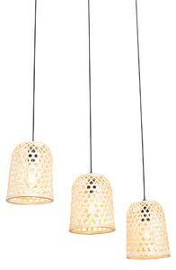 Orientálna závesná lampa čierna s bambusovými 3 svetlami - Rayan
