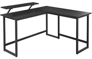 Rohový písací stôl, kovový počítačový stôl v tvare L, čierny | VASAGLE