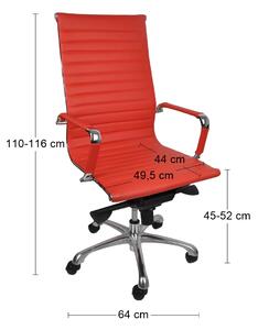 Kancelárska stolička s podrúčkami Naxo - červená / chróm