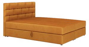 Manželská posteľ Boxspring 140x200 cm Waller (horčicová) (s roštom a matracom). Vlastná spoľahlivá doprava až k Vám domov. 1007718