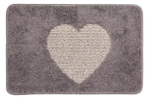 Šedá kúpeľňová predložka so srdiečkom - 58*38*1 cm - Clayre & Eef