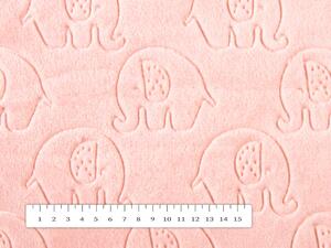 Biante Detská obojstranná deka Mikroplyš/Polar MIP-008 Sloníkovia - púdrovo ružová 75x100 cm