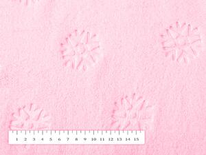 Mikroplyšová látka MIP-022 Snehové vločky - svetlo ružová - šírka 140 cm