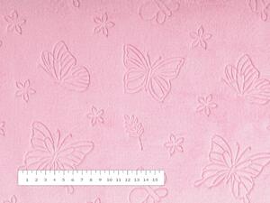 Mikroplyšová látka MIP-019 Motýliky - svetlo ružová - šírka 145 cm