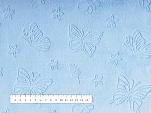 Mikroplyšová látka MIP-021 Motýliky - nebesky modrá - šírka 145 cm