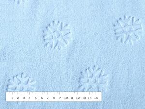 Mikroplyšová látka MIP-009 Snehové vločky - nebesky modrá - šírka 140 cm